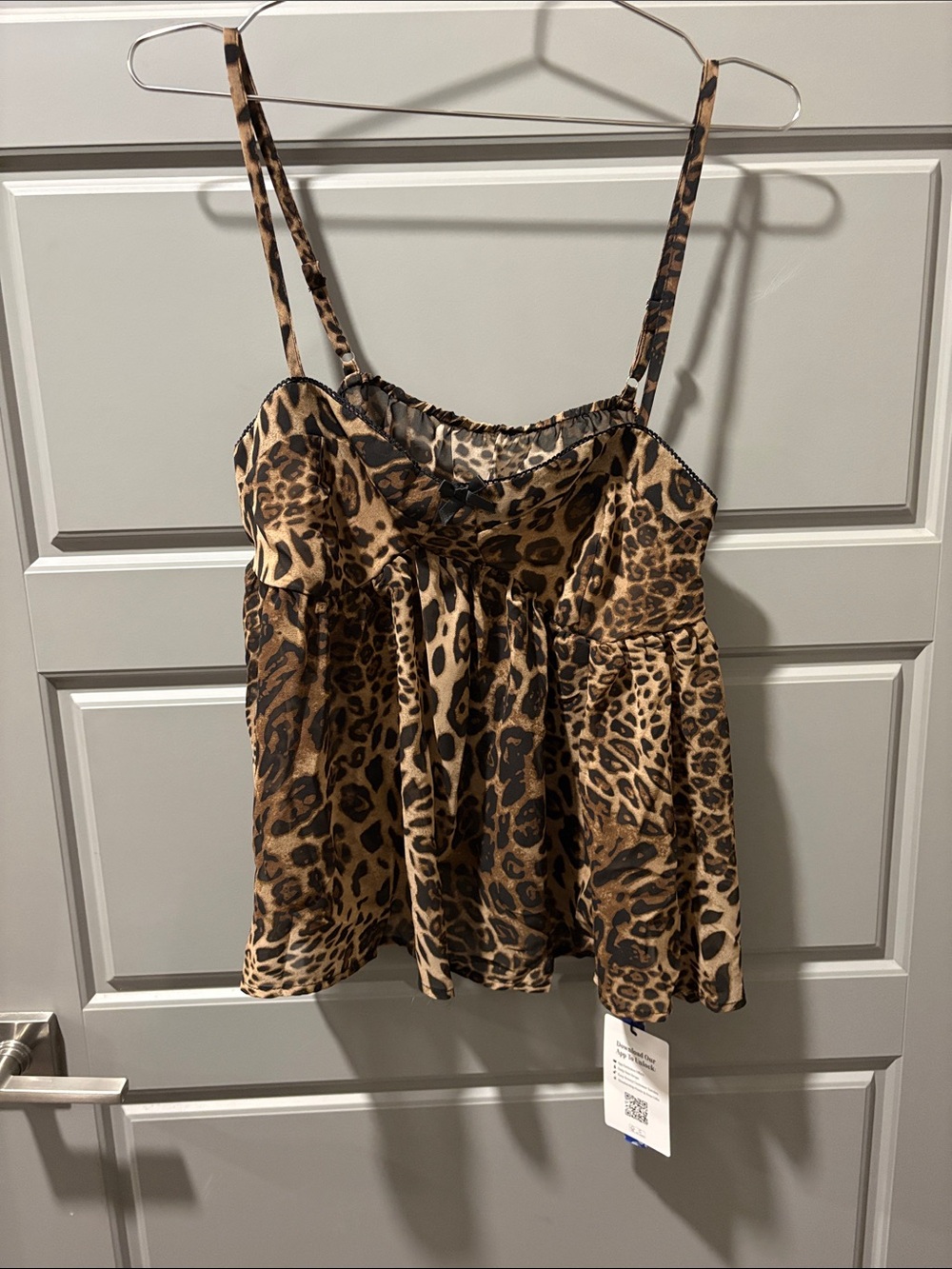 Cider Leopard Print Spaghetti Strap Cami - Brown/Tan